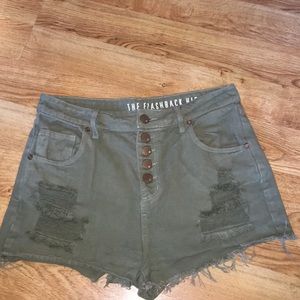 Olive green Jean Shorts